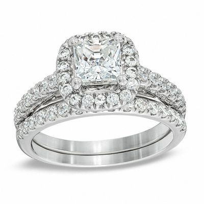 Details about   2Ct Diamond Wedding Bridal Set 14K White Gold Over Princess Cut Engagement Ring 