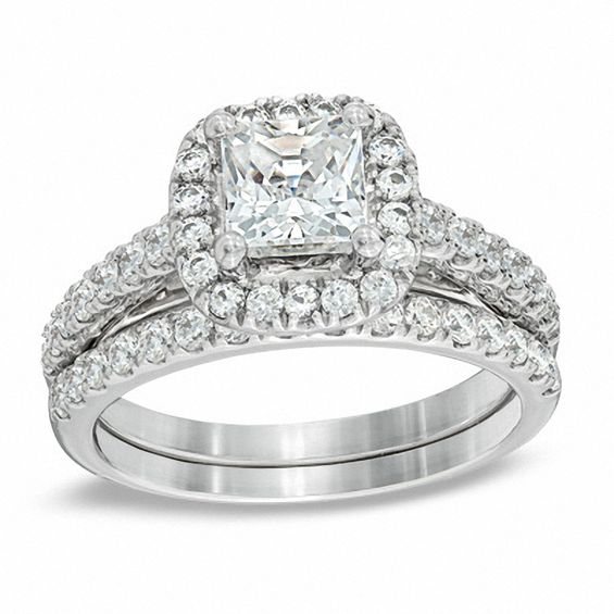 2 CT. T.W. Princess-Cut Diamond Frame Bridal Set in 14K White Gold ...