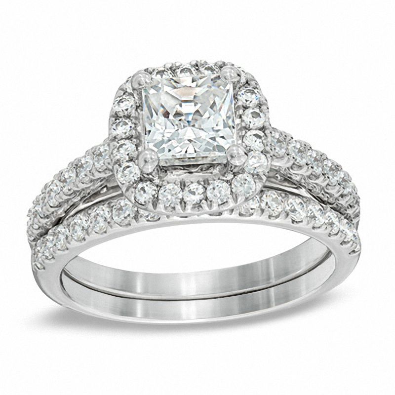 2 CT. T.W. Princess-Cut Diamond Frame Bridal Set in 14K White Gold