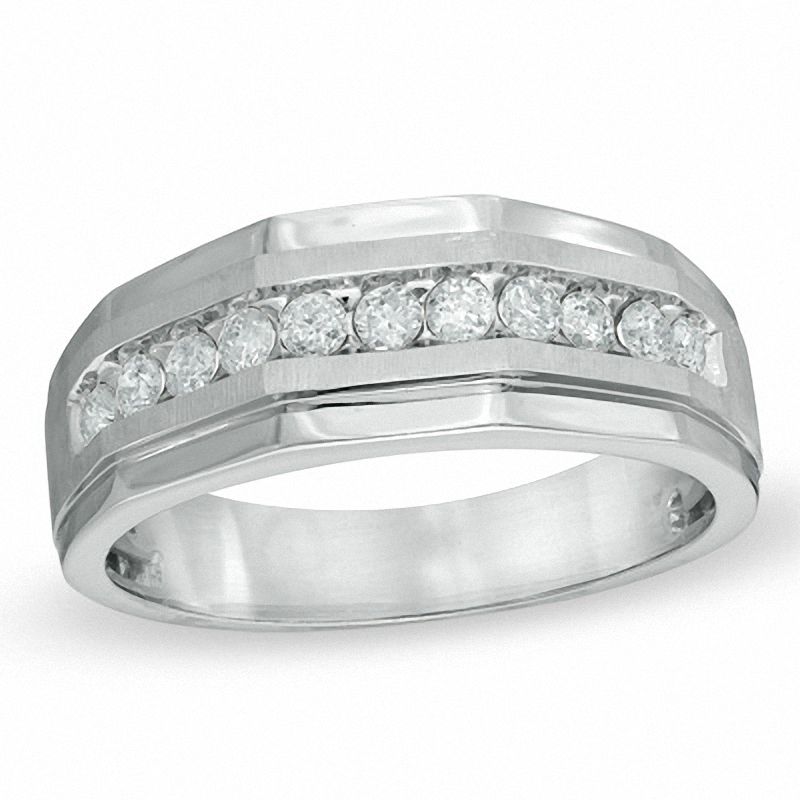 Main Image 1 of Men's 1 CT. T.W. Diamond Ring in 10K White Gold