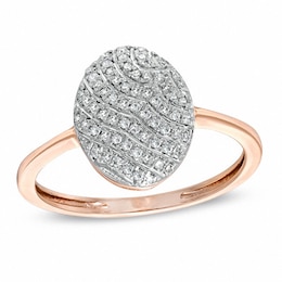1/6 CT. T.W. Diamond Oval Striped Ring in 10K Rose Gold