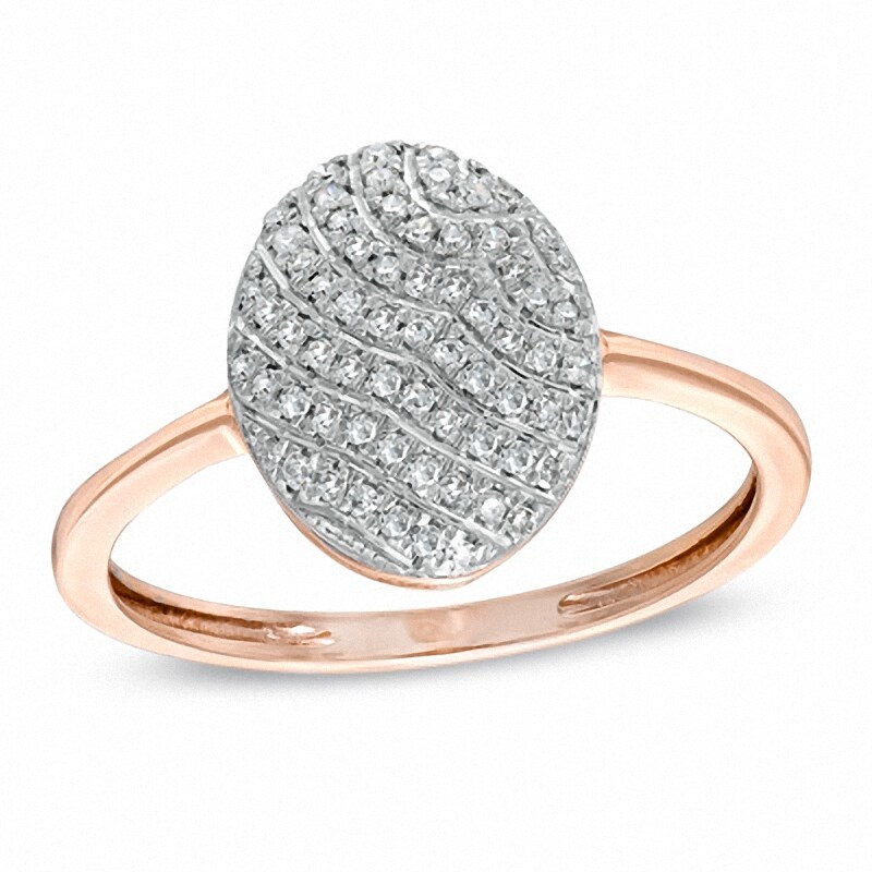 Main Image 1 of 1/6 CT. T.W. Diamond Oval Striped Ring in 10K Rose Gold