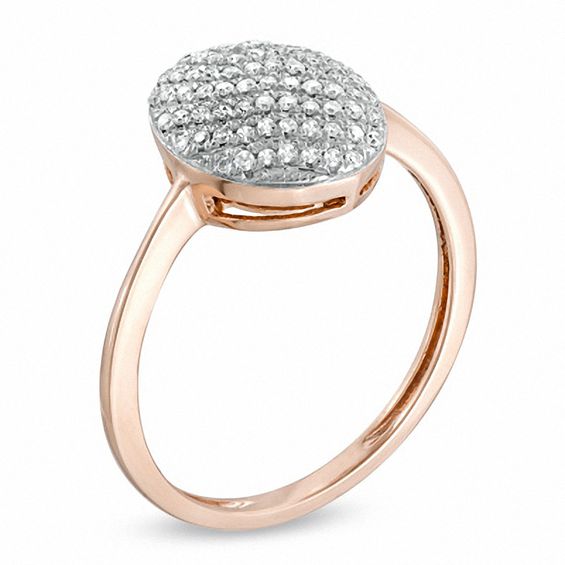 1/6 CT. T.w. Diamond Oval Striped Ring in 10K Rose Gold