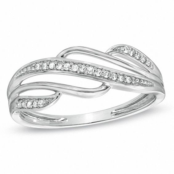 Diamond Accent Split Waves Ring in 10K White Gold