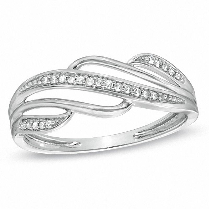 Main Image 1 of Diamond Accent Split Waves Ring in 10K White Gold