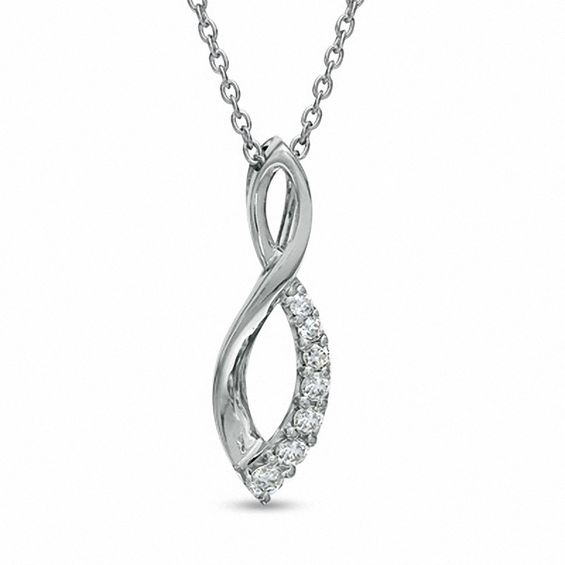 Diamond Accent Infinity Loop Pendant in 10K White Gold