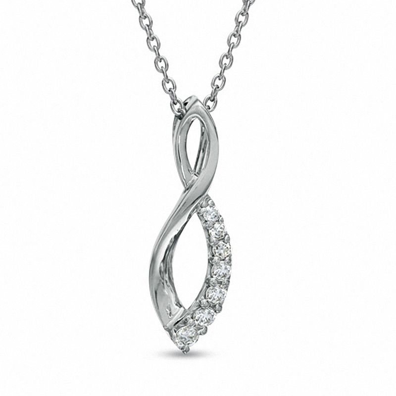 Main Image 1 of Diamond Accent Infinity Loop Pendant in 10K White Gold