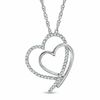 Thumbnail Image 1 of 1/8 CT. T.W. Diamond Shadowed Tilted Heart Pendant in Sterling Silver