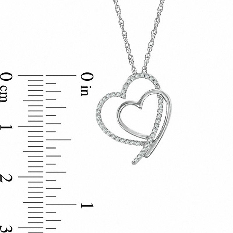 Main Image 2 of 1/8 CT. T.W. Diamond Shadowed Tilted Heart Pendant in Sterling Silver