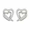 Thumbnail Image 0 of 1/8 CT. T.W. Diamond Shadowed Heart Earrings in Sterling Silver