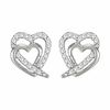 Thumbnail Image 1 of 1/8 CT. T.W. Diamond Shadowed Heart Earrings in Sterling Silver