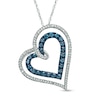 Thumbnail Image 0 of 1/2 CT. T.W. Enhanced Blue and White Diamond Tilted Heart Pendant in 10K White Gold