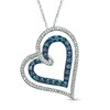 Thumbnail Image 1 of 1/2 CT. T.W. Enhanced Blue and White Diamond Tilted Heart Pendant in 10K White Gold