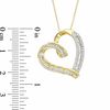 Thumbnail Image 2 of 1/2 CT. T.W. Baguette and Round Diamond Tilted Heart Pendant in 10K Gold