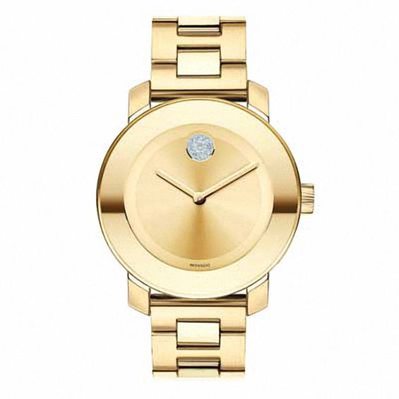 Ladies' Movado BoldÂ® Crystal Accent Gold-Tone Watch (Model: 3600104)