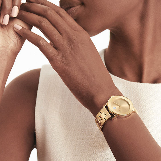 Ladies' Movado BoldÂ® Crystal Accent Gold-Tone Watch (Model: 3600104)