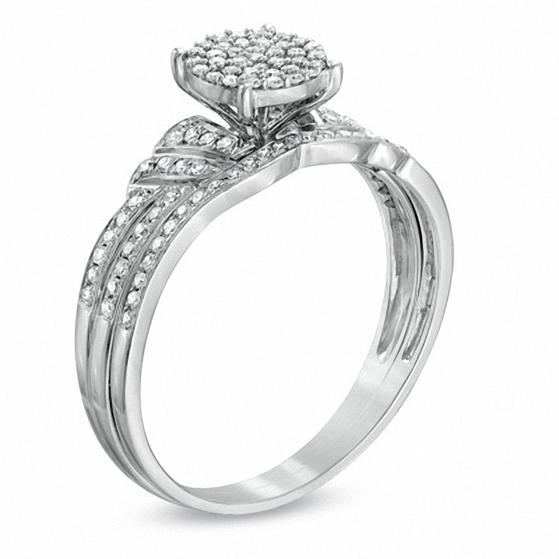 Main Image 2 of 1/4 CT. T.W. Diamond Cluster Bridal Set in 10K White Gold