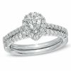 Thumbnail Image 1 of 3/4 CT. T.W. Pear-Shaped Diamond Frame Bridal Set in 14K White Gold