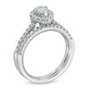 Thumbnail Image 1 of 3/4 CT. T.W. Pear-Shaped Diamond Frame Bridal Set in 14K White Gold