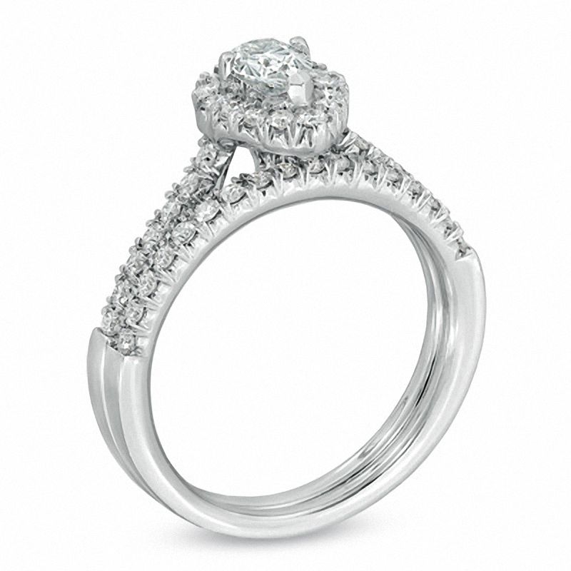 Main Image 2 of 3/4 CT. T.W. Pear-Shaped Diamond Frame Bridal Set in 14K White Gold