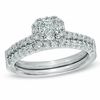 Thumbnail Image 1 of 3/4 CT. T.W. Cushion-Cut Diamond Frame Bridal Set in 14K White Gold