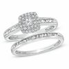 Thumbnail Image 1 of 1/2 CT. T.W. Princess-Cut Diamond Double Frame Bridal Set in 10K White Gold