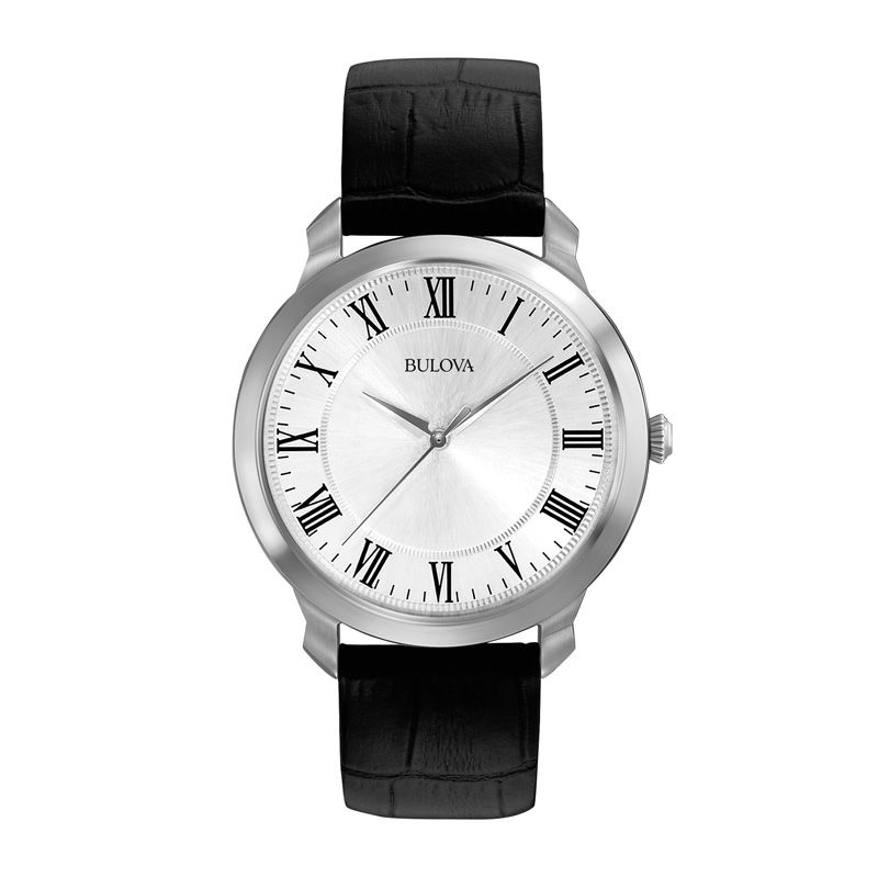 Main Image 1 of Men's Bulova Dress Collection Strap Watch with Silver-Tone Dial (Model: 96A133)