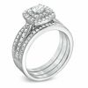 Thumbnail Image 2 of 1 CT. T.W. Diamond Cushion-Shape Double Frame Bridal Set in 10K White Gold