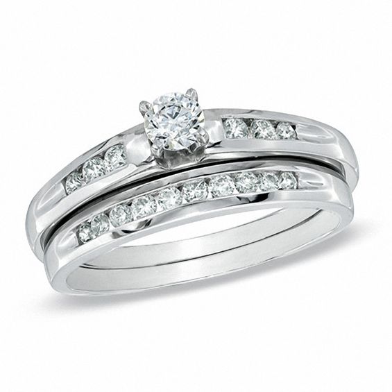 1/2 CT. T.w. Diamond Bridal Set in 10K White Gold
