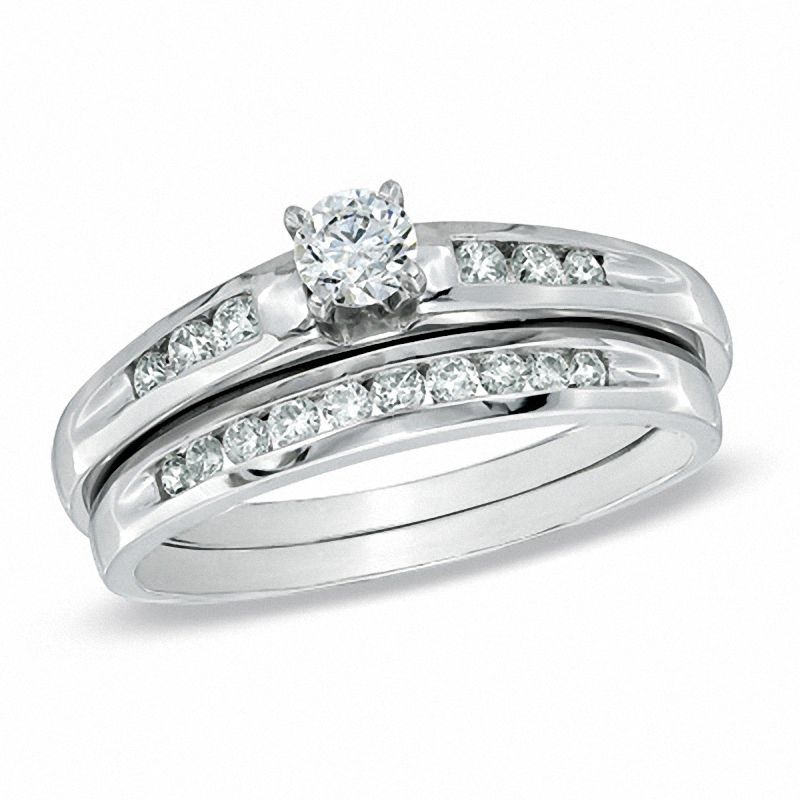 1/2 CT. T.W. Diamond Bridal Set in 10K White Gold | Zales