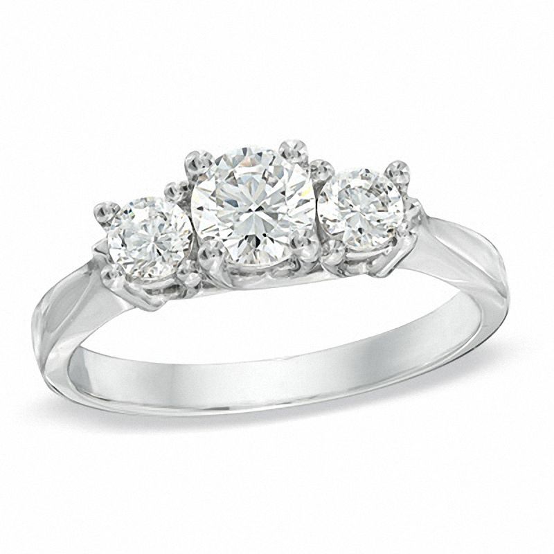 Main Image 1 of 2 CT. T.W. Certified Diamond Three Stone Ring in 14K White Gold (I/I2)