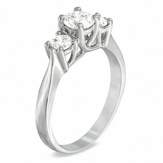 2 CT. T.w. Certified Diamond Three Stone Ring in 14K White Gold (I/I2)