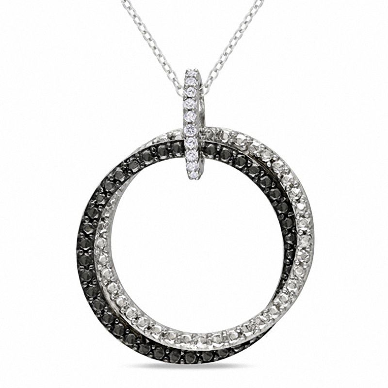 1/20 CT. T.W. Diamond Double Circle Pendant in Sterling Silver