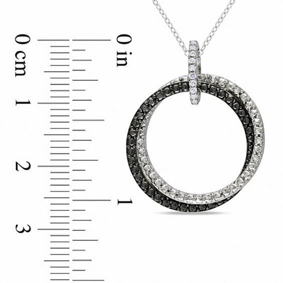 1/20 CT. T.w. Diamond Double Circle Pendant in Sterling Silver