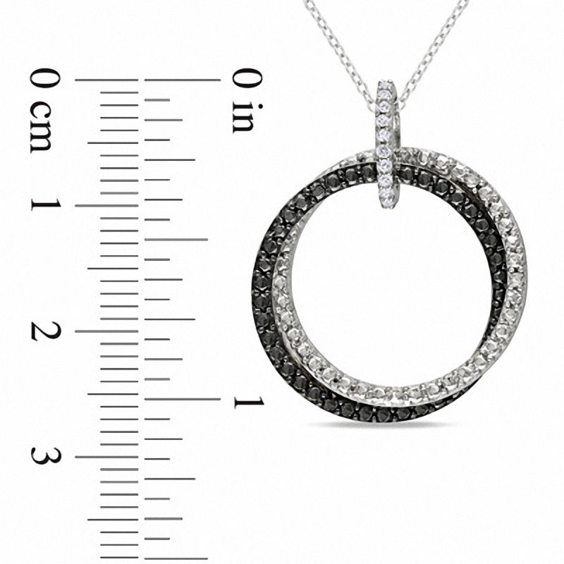Main Image 2 of 1/20 CT. T.W. Diamond Double Circle Pendant in Sterling Silver