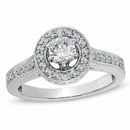 Trio Collection Rings Zales 3 4 Ct T W Diamond Frame Engagement Ring In 10k White Gold