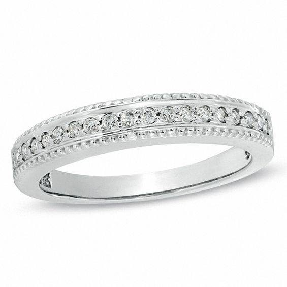 Las 1 6 Ct T W Diamond Wedding Band In 10k White Gold T W Diamond Wedding Band In 10k White Gold