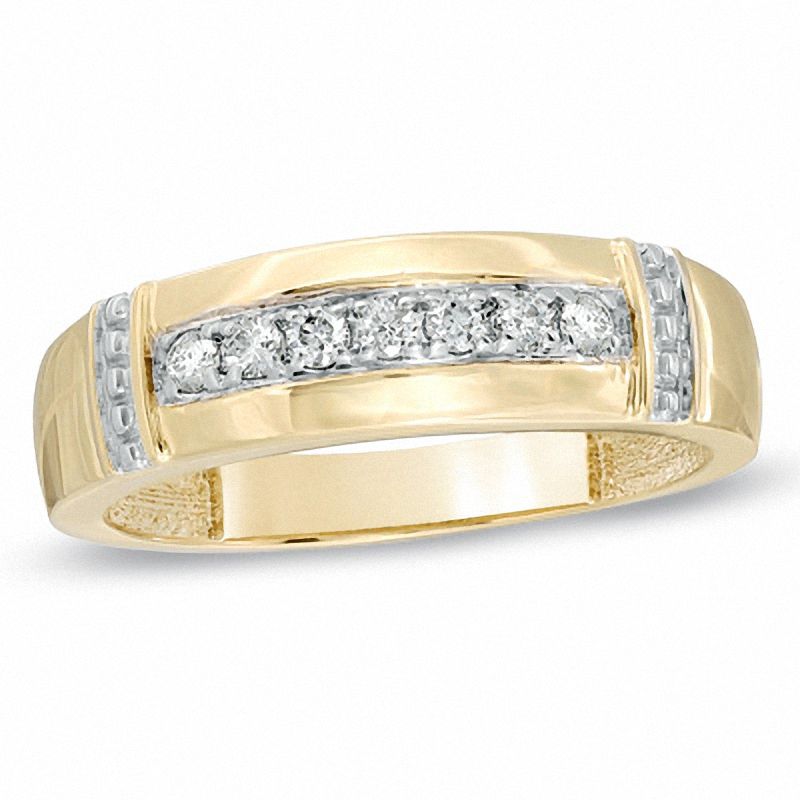 Men's 1/5 CT. T.W. Diamond Collar Wedding Band in 10K Gold