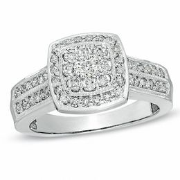 5/8 CT. T.W. Diamond Double Row Engagement Ring in 10K White Gold