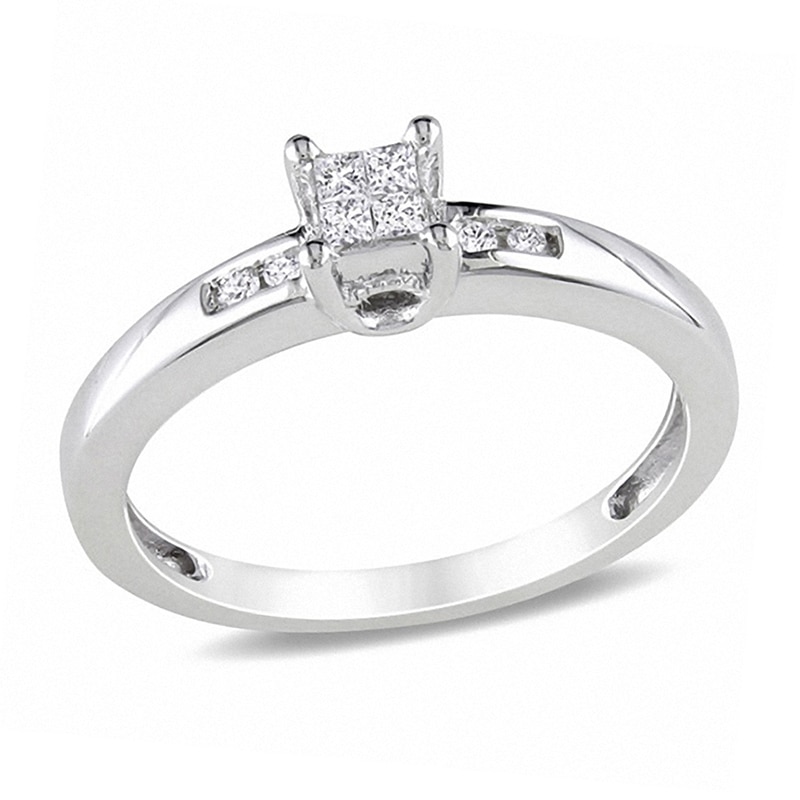 1/8 CT. T.W. Quad Princess-Cut Diamond Promise Ring in Sterling Silver
