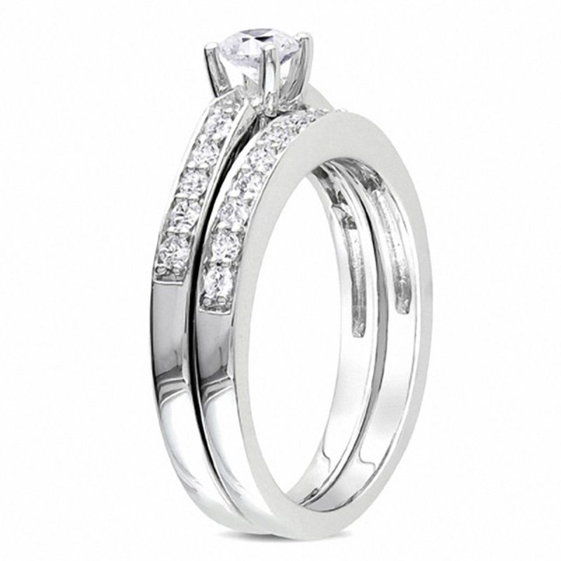 Main Image 2 of 1/2 CT. T.W. Diamond Bridal Set in Sterling Silver