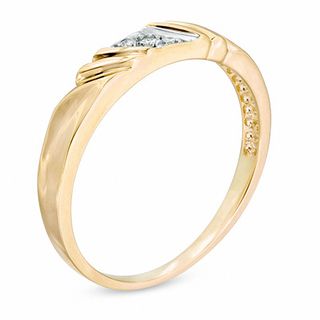 Ladies' Diamond Accent Grooved Wedding Band in 10K Gold | Zales