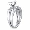 1/10 CT. T.W. Diamond Rectangular Cluster Bridal Set in Sterling Silver