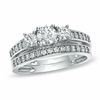 Thumbnail Image 1 of 7/8 CT. T.W. Diamond Three Stone Bridal Set in 10K White Gold