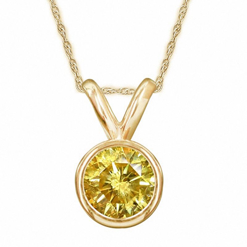 1 Ct Enhanced Yellow Diamond Bezel Set Solitaire Pendant In 14k 1 Ct Enhanced Yellow Diamond Bezel Set Solitaire Pendant In 14k Gold