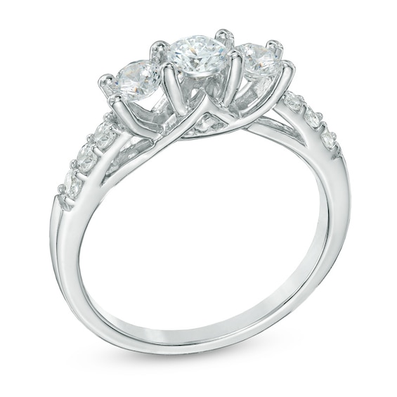 1 CT. T.w. Diamond Three Stone Engagement Ring in 10K White Gold