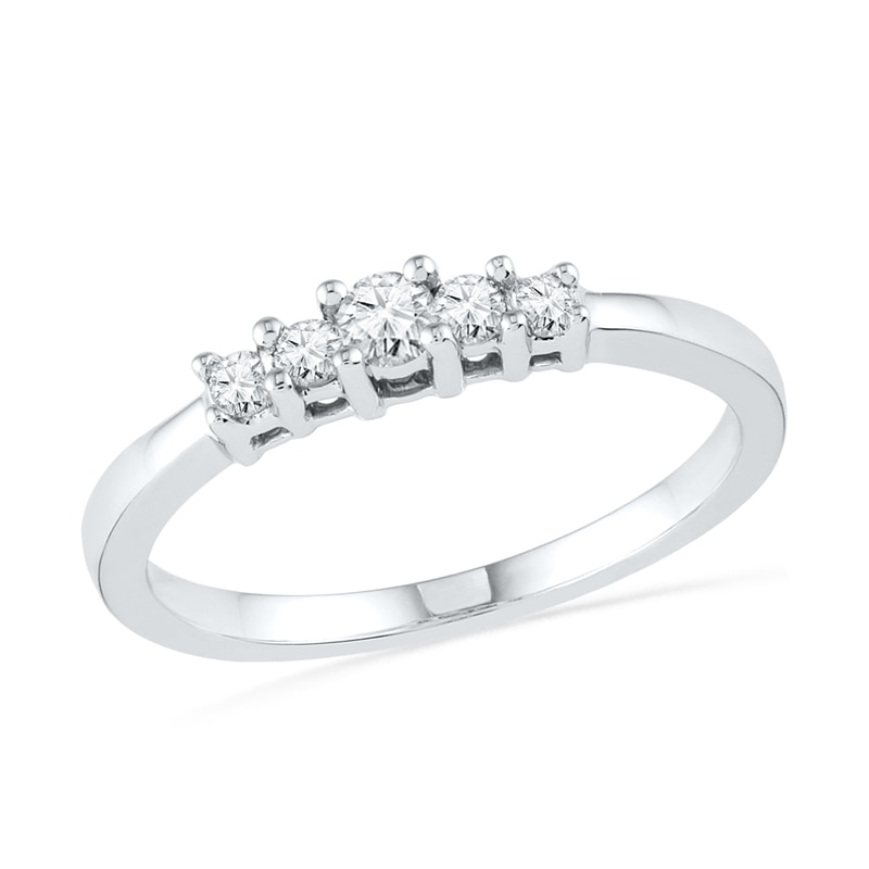 1/5 CT. T.W. Diamond Five Stone Promise Ring in 10K White Gold