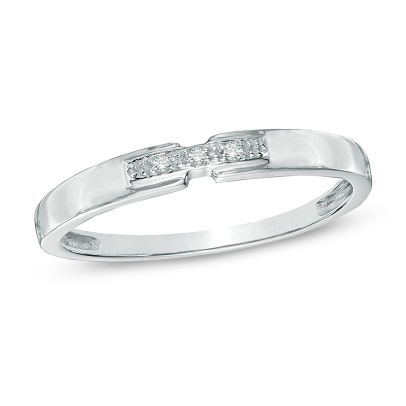 Main Image 1 of Diamond Accent Three Stone Promise Ring in 10K White Gold