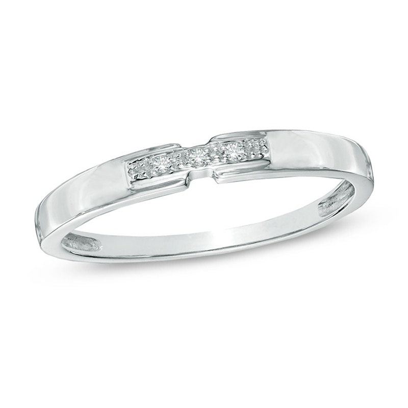 Diamond Accent Three Stone Promise Ring in 10K White Gold