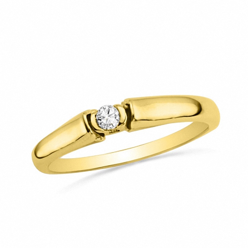 Main Image 1 of 1/20 CT. Diamond Solitaire Tension-Style Promise Ring in 10K Gold